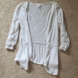 White Open Knit Cardigan